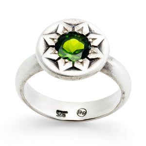 Ancient Flower Ring with Chrome Tourmaline