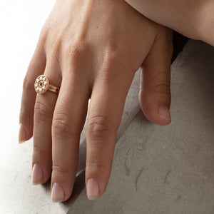 Model wearing Ancient Flower Ring on right hand
