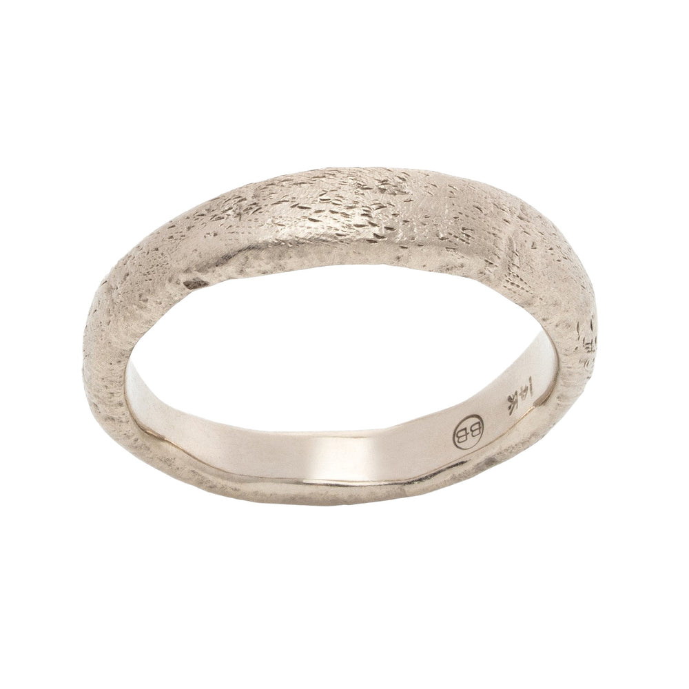 Narrow Molten Band in 14k white gold by Betsy Barron Jewellery