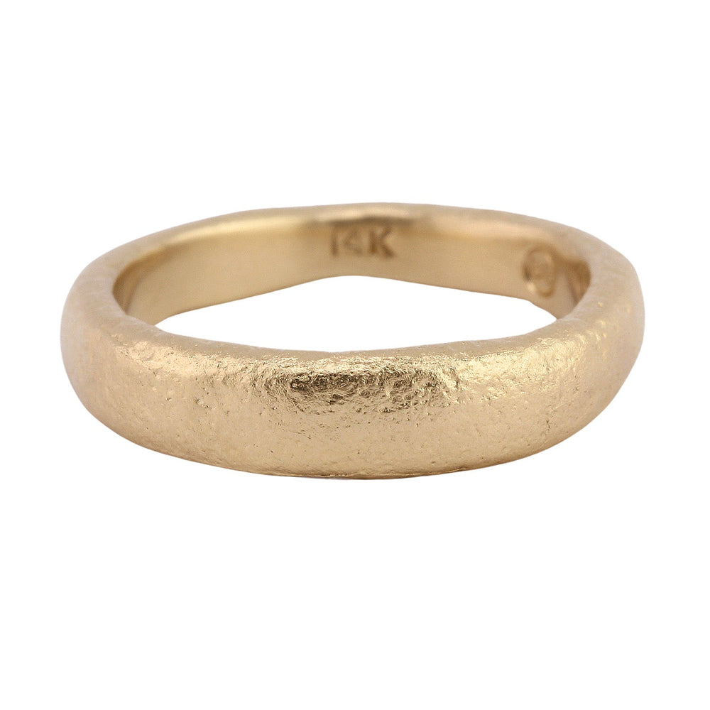 
                      
                        Front-facing view of Narrow Molten Band in 14k yellow gold by Betsy Barron
                      
                    