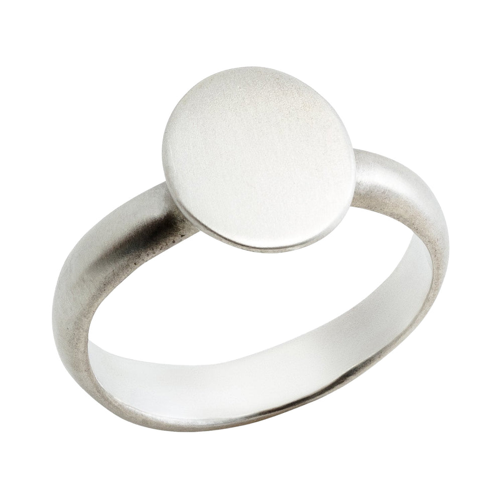 Angled view of Vertical Oval Signet Ring Sterling Silver, by Betsy Barron Jewellery