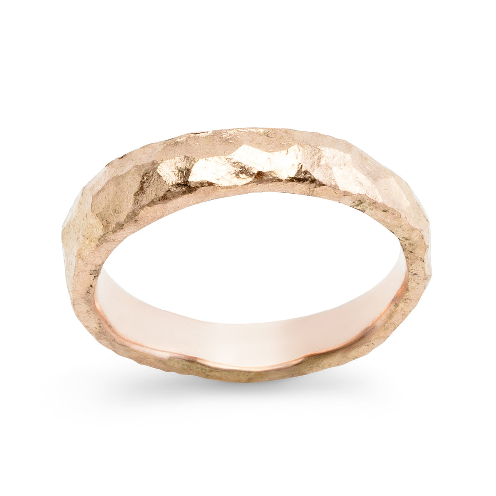 Narrow Hammered Band in rose gold