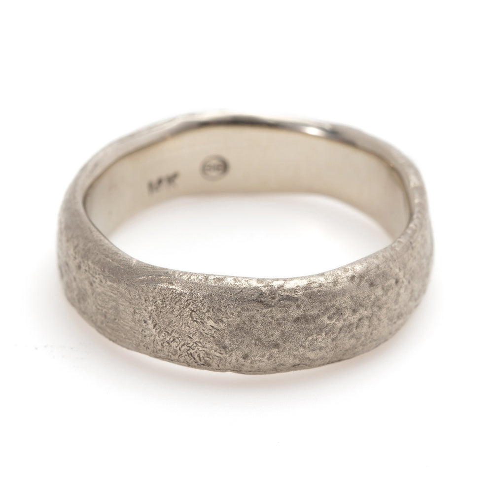 Wide Molten Band in 14k white gold