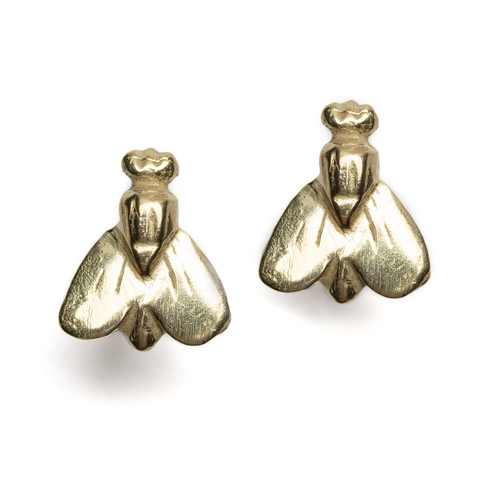 Petite Abeille earrings in 10k yellow gold
