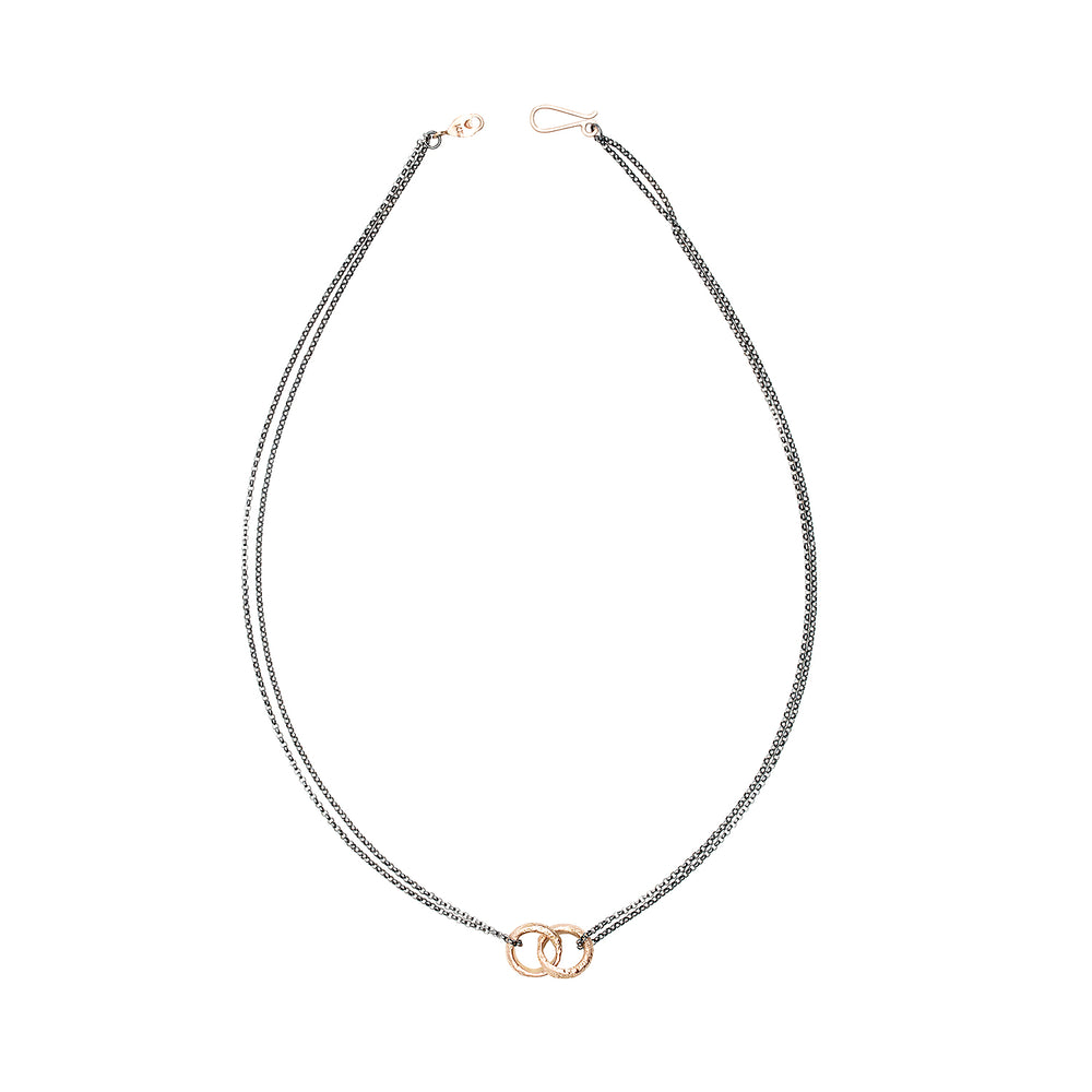 Top-down view of Nicky Necklace in rose gold