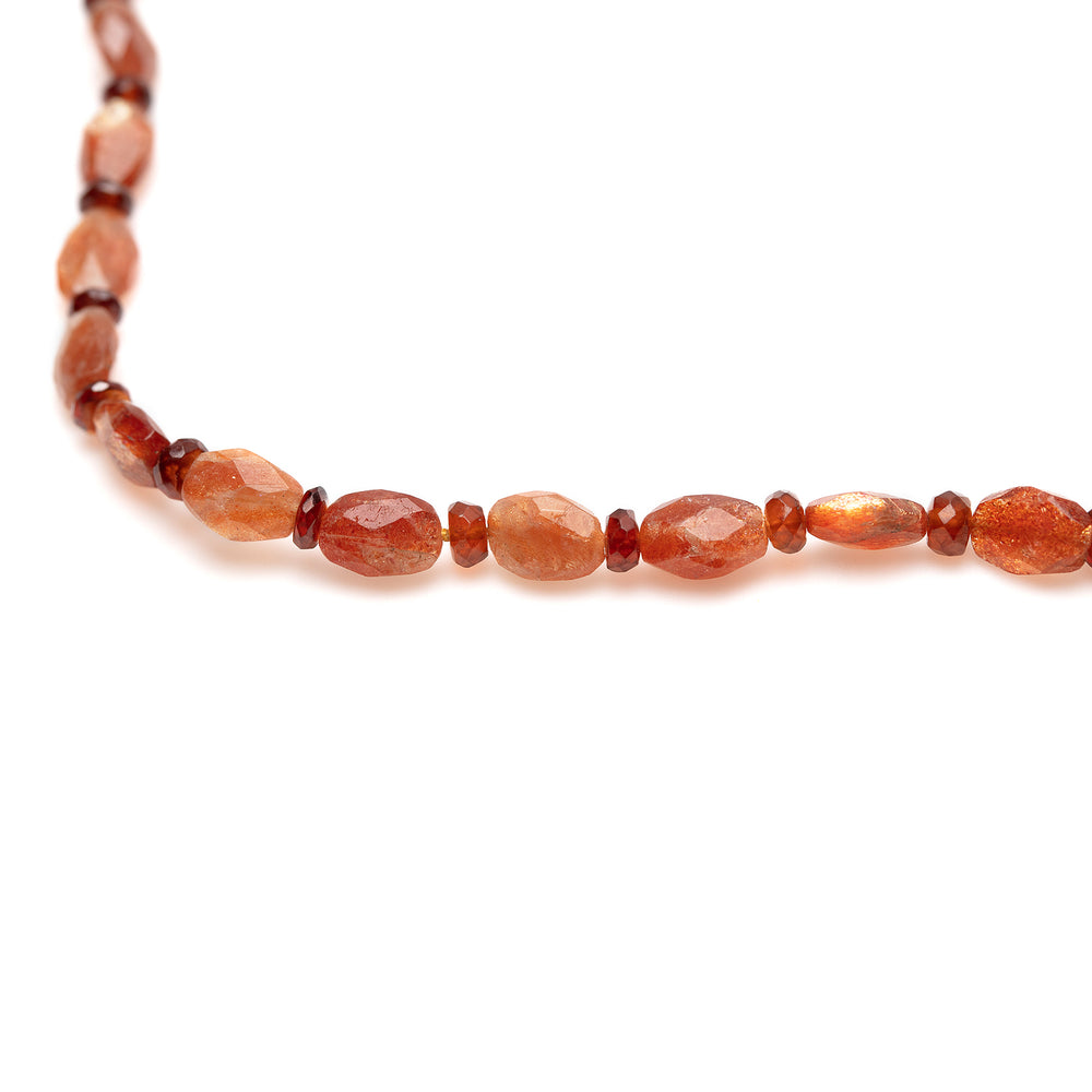 
            
                Load image into Gallery viewer, Detail view of Vacation Necklace with goldstone garnet beads
            
        