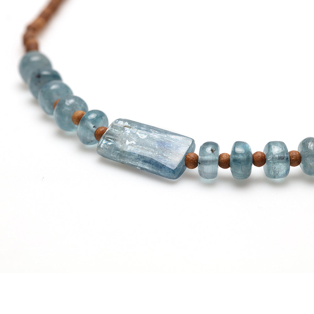 
            
                Load image into Gallery viewer, Detail view of Vacation Necklace with kyanite beads
            
        